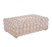 Caja de pañuelos Cristal Artificial, 7,9 x 4,9 x 2,8 Pulgadas, servilleta Rectangular Acero Inoxidable, Soporte Almacenamiento Papel para pañuelos faciales, para encimeras Modernas (Gold)