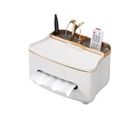 Caja de pañuelos Cubierta de caja pañuelos con compartimento, tela ABS moderna refinada almacenamiento for soporte teléfono Soporte para decoración de habitaciones(White)