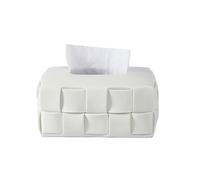 Caja de Pañuelos Cubierta de caja pañuelos, organizador escritorio for sala estar y hogar con textura tejida cuadrada cerámica Fundas para Porta Pañuelos(White)