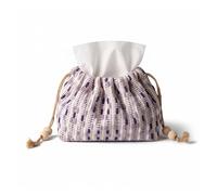 Caja de Pañuelos Cubierta de caja pañuelos tela multifuncional con diseño dibujo cuerda cáñamo bolsa almacenamiento multiusos Fundas para Porta Pañuelos(Purple)