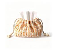 Caja de pañuelos Cubierta de caja pañuelos tela multifuncional con diseño dibujo cuerda cáñamo bolsa almacenamiento multiusos Soporte para decoración de habitaciones(Yellow)