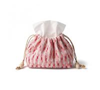 Caja de Pañuelos Cubierta de caja pañuelos tela multifuncional con diseño dibujo cuerda cáñamo bolsa almacenamiento multiusos Fundas para Porta Pañuelos(Pink)