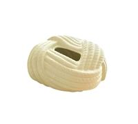 Caja de pañuelos de cerámica con forma de bola de hilo, lujosa caja de pañuelos con nudo de cuerda, creativa y divertida funda for pañuelos, moderna caja de pañuelos faciales(Beige)