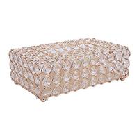 Caja de pañuelos de Cristal Rectangular Decorativo Servilletero Contenedor de Papel de Cristal para la decoración Elegante de la Oficina en casa(Oro)