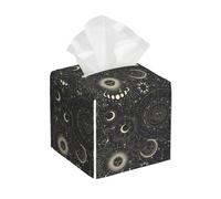 Caja de pañuelos de Cuero con Signos del Zodiaco, Funda para Caja de pañuelos con Fases Lunares, Organizador de pañuelos faciales, dispensador de servilletas cúbico para tocador de baño, mesita de