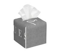 Caja de pañuelos de Cuero de Lujo para baño, Estilo rústico Gris Be Our Guest, Cuadrada, con Tapa elevable, para decoración del hogar y la Oficina.