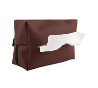 Caja de pañuelos de cuero sintético para colgar en la parte trasera del asiento del coche, funda de servilleta de ajuste con diseño elegante, negro (marrón)