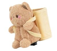 Caja de pañuelos de dibujos animados 2 en 1 de peluche para coche, reposabrazos automático, cajón de almacenamiento, basura