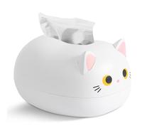 Caja De Pañuelos De Gato De Dibujos Animados, Caja De Pañuelos Faciales De Dibujos Animados De Plástico, Caja De Servilletas Encantadora, Caja Dispensadora De Pañuelos para Cocina, Encimeras (White)