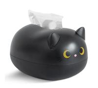 Caja De Pañuelos De Gato De Dibujos Animados, Caja De Pañuelos Faciales De Dibujos Animados De Plástico, Caja De Servilletas Encantadora, Caja Dispensadora De Pañuelos para Cocina, Encimeras (Black)