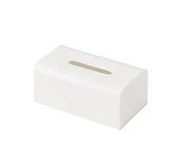 Caja de pañuelos de papel， Caja dispensadora de pañuelos faciales con soporte de plástico(White,L)