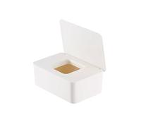 Caja de pañuelos de papel， Dispensador de pañuelos faciales de plástico con soporte y funda decorativa(White,B)