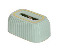 Caja de pañuelos de papel， Porta pañuelos rectangular de plástico y caja de pañuelos moderna y sencilla(Cyan)