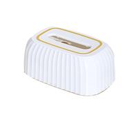 Caja de pañuelos de papel， Porta pañuelos rectangular de plástico y caja de pañuelos moderna y sencilla(White)