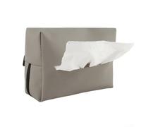 Caja de pañuelos de piel sintética para coche con material elástico, diseñado para fijación del respaldo del asiento y uso en la oficina o en el hogar (gris)