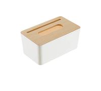 Caja de pañuelos de plástico, caja de pañuelos con cubierta de madera para coche, oficina en casa(Rectangle)