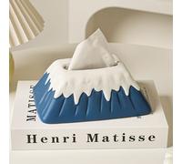 Caja De Pañuelos De Porcelana Con Diseño De Montaña Nevada - Portapañuelos Elegante Porcelana Cocida A Alta Temperatura Con Esmalte Liso Fácil De Limpiar Apertura Ancha Para Extracción Sin Atascos
