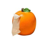 Caja de Pañuelos Dispensador de pañuelos papel naranja, soporte en forma fruta con servilleta decorativa hoja verde Fundas para Porta Pañuelos