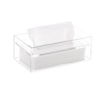 Caja de pañuelos Dispensador de servilletas faciales rectangulares acrílico for el hogar, baño, la Oficina, Coche y Caja pañuelos(Blanco,Pequeño)