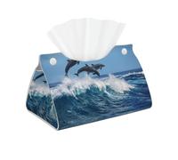 Caja de pañuelos faciales de PVC con diseño de delfín mular común, Soporte para Funda de Caja de pañuelos