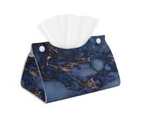 Caja de pañuelos faciales de PVC con diseño de mármol Azul Marino y Cobre Falso, Soporte para Funda de Caja de pañuelos