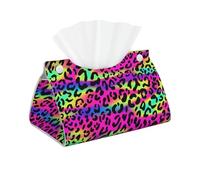 Caja de pañuelos faciales de PVC con patrón geométrico Brillante de neón Abstracto, Soporte para Funda de Caja de pañuelos