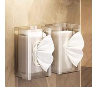 Caja de pañuelos faciales montada en la pared con soporte seguro para baño, cocina o espacio comercial, cuerpo ABS 20 x 12 x 10 cm (color transparente)