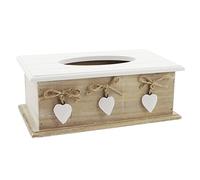 Caja de pañuelos Frank Flechtwaren con Corazones Blancos en Estilo rústico