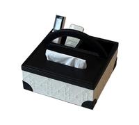 Caja de pañuelos Funda for caja de pañuelos, estuche almacenamiento Retro, organizador multifuncional for el hogar Soporte para decoración de habitaciones(White)