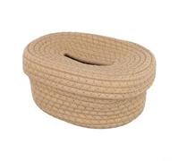 Caja de pañuelos hecha a mano con hilos de algodón y cáñamo para interiores elegantes (color madera natural)