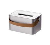 Caja de Pañuelos La cubierta plástica moderna del tenedor redondo rectangular de la caja tejido con el cuero maneja servilleta facial Fundas para Porta Pañuelos(C)