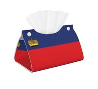 Caja de pañuelos larga con impresión de la bandera de Liechtenstein, caja de pañuelos de piel, servilleta rectangular, almacenamiento de pañuelos faciales, oficina en casa, coche, caja de pañuelos