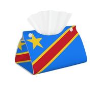 Caja de pañuelos larga con impresión de la bandera del Congo, caja de pañuelos de cuero, servilleta rectangular, almacenamiento de pañuelos faciales, oficina en casa, coche, caja de pañuelos