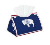 Caja de pañuelos larga con impresión de la bandera del estado de Wyoming, caja de pañuelos de piel, servilleta rectangular, almacenamiento de pañuelos faciales, oficina en casa, coche, caja de