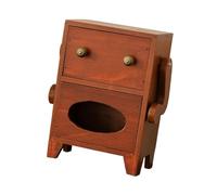 Caja de Pañuelos Mini gabinete de almacenamiento con cajón dispensador pañuelos, organizador escritorio madera diseño Retro Fundas para Porta Pañuelos(Brown)