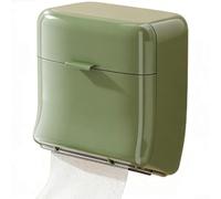 Caja de pañuelos montada en la pared que ahorra espacio con sellado de doble capa, impermeable y resistente al polvo, soporte de almacenamiento de baño con práctico cajón deslizante (verde)