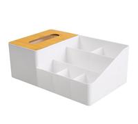 Caja de pañuelos multifunción, organizador de escritorio, organizador de maquillaje, almacenamiento de maquillaje, caja de almacenamiento de papelería de escritorio, caja cosmética de bambú