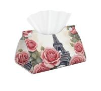 Caja de pañuelos oblonga, diseño de la Torre Eiffel, diseño de rosas, accesorio elegante para decoración del hogar para la oficina diaria