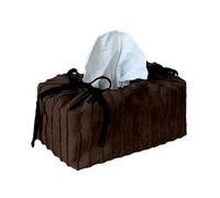 Caja de Pañuelos Organizador decorativo de la caja del tejido poliéster cordón con el tenedor elegante servilleta ajuste las borlas Fundas para Porta Pañuelos(Coffee)