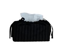Caja de pañuelos Organizador decorativo de la caja del tejido poliéster cordón con el tenedor elegante servilleta ajuste las borlas Soporte para decoración de habitaciones(Black)