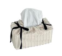 Caja de Pañuelos Organizador decorativo de la caja del tejido poliéster cordón con el tenedor elegante servilleta ajuste las borlas Fundas para Porta Pañuelos(White)