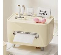 Caja de Pañuelos Organizadora Estilo Retro - Portaobjetos Multifuncional con Soporte para Teléfono Ajustable de 3 Niveles Compartimentos para Mando a Distancia/Plumas/Gafas Espacio Amplio