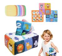 Caja de pañuelos para bebé, Juguetes para bebés y pequeños, Simulación Caja de pañuelos desprendible bebé sonando Papel Tela Libro Bombeo música tirando Juguetes