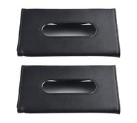 Caja de pañuelos para coche con soporte para visera solar de piel sintética, clip para servilletas de papel para SUV y comodidad interior del vehículo (negro)