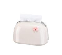 Caja de Pañuelos Porta pañuelos ABS blanco, bonita cubierta de caja plástico con nudo lazo, funda Facial resorte elevación automática Fundas para Porta Pañuelos