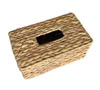 Caja De Pañuelos Porta pañuelos rústico hecho a mano, caja tejida a con jacinto de agua, servilleta for mesa Para Sala De Estar(L)