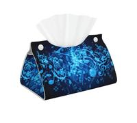 Caja de pañuelos rectangular con estampado de notas musicales azules, organizador de decoración, plegable, elegante para el hogar y la oficina