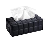 Caja de pañuelos Rectangular dispensadores de pañuelos de Piel sintética para decoración de casa, Oficina y Coche, Color Negro