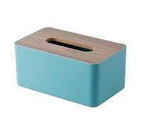 Caja de pañuelos, servilletero, contenedor Papel, Cubierta bambú, Madera Maciza, Almacenamiento Hotel, decoración del hogar para Cuarto de baño(Blue)