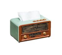 Caja de pañuelos Soporte for caja de pañuelos, cubierta Retro con forma Radio for encimeras tocador baño, servilleta Soporte para decoración de habitaciones(Green)